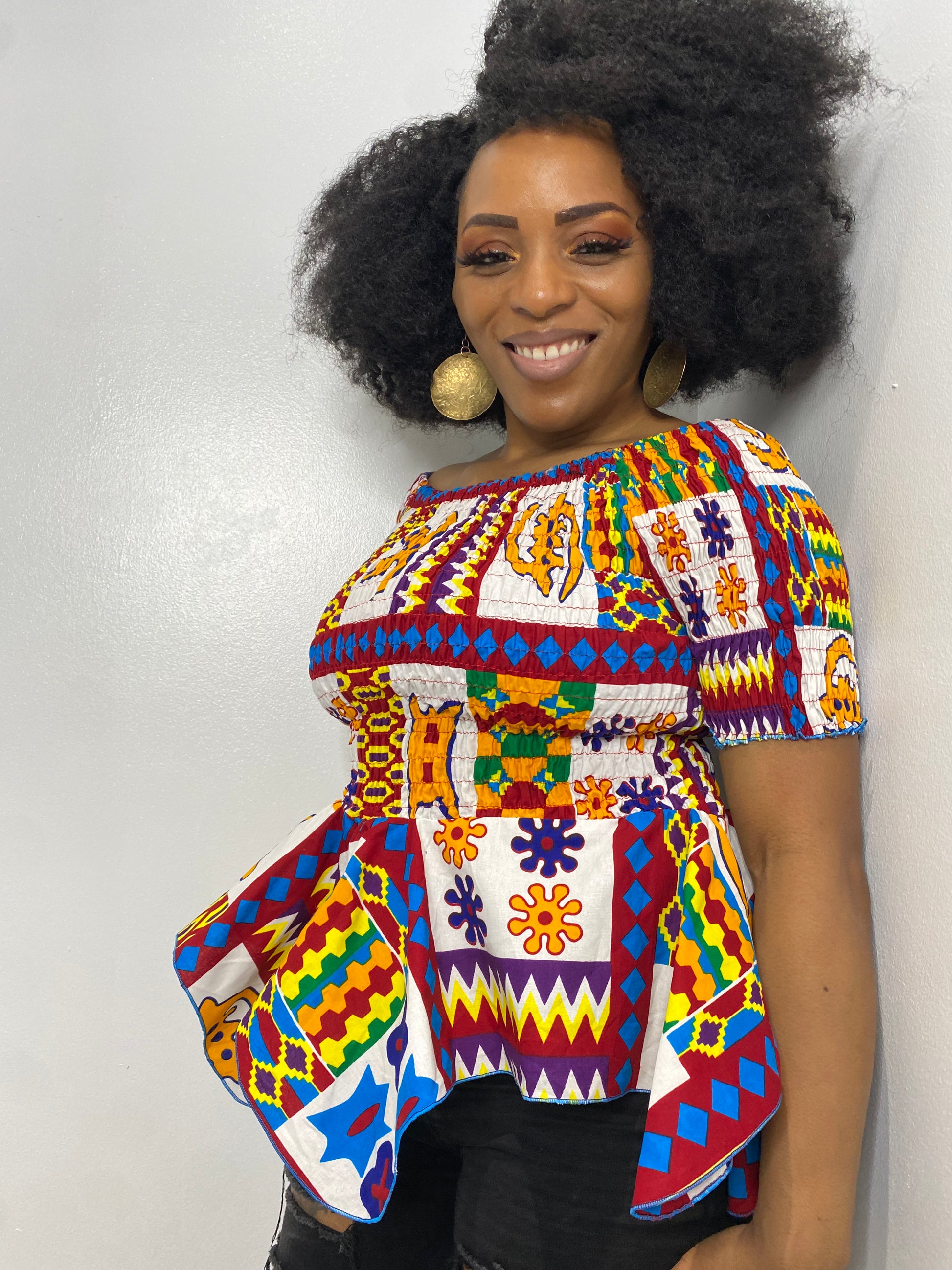 Designs by Anna J Off Shoulder Flare Top