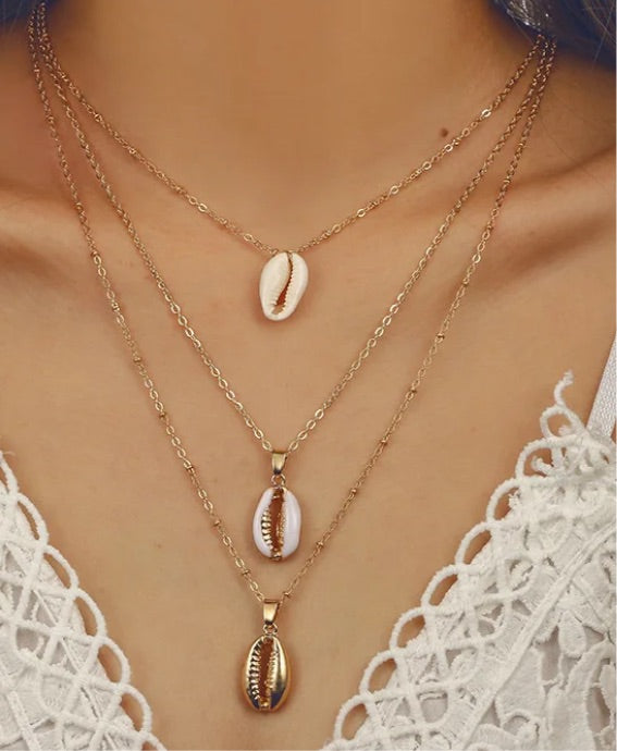 3 Layer Cowrie Necklace
